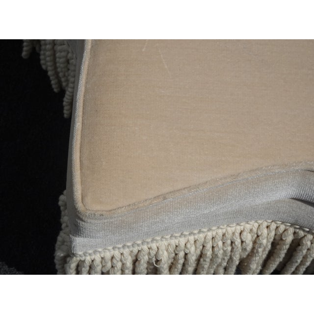 Wood Off White Star Shaped Ottoman Footstool W Velvet and Fringe For Sale - Image 7 of 13