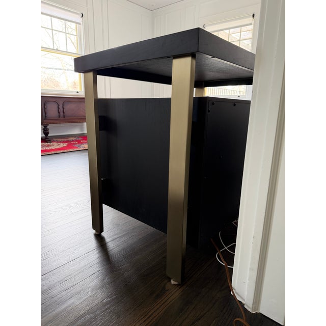 2020s Vanguard Bowers Lamp Table by Michael Weiss — Manchurian Walnut, Satin Brass For Sale - Image 5 of 7