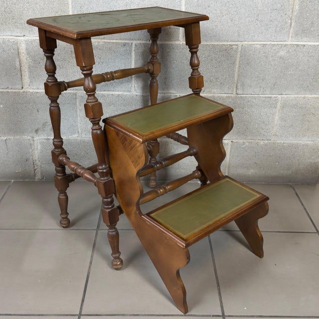 Folding Etagere Ladder in Green Wood For Sale - Image 13 of 13
