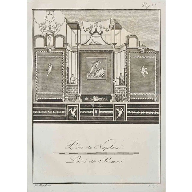 Giovanni Elia Morghen, Ancient Roman Fresco Herculaneum, Etching, 18th Century For Sale