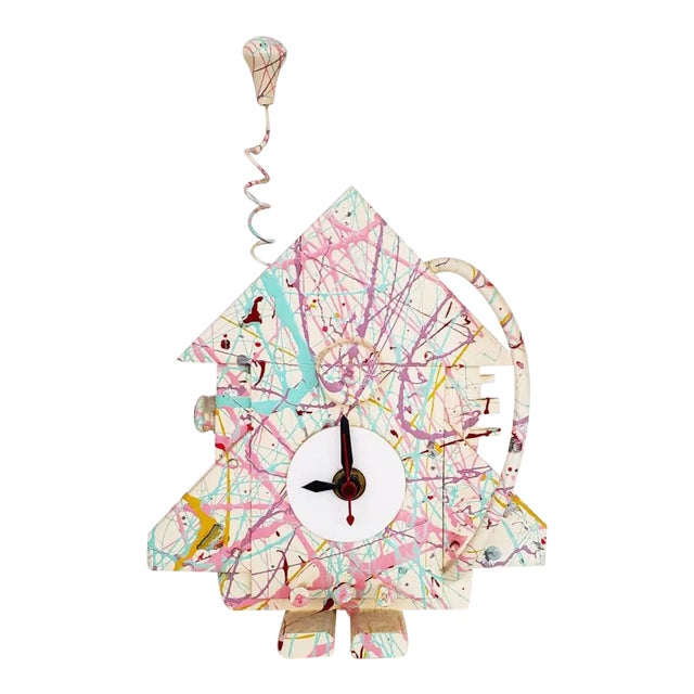 Postmodern Memphis Style Richard Birkett Splatter Clock For Sale