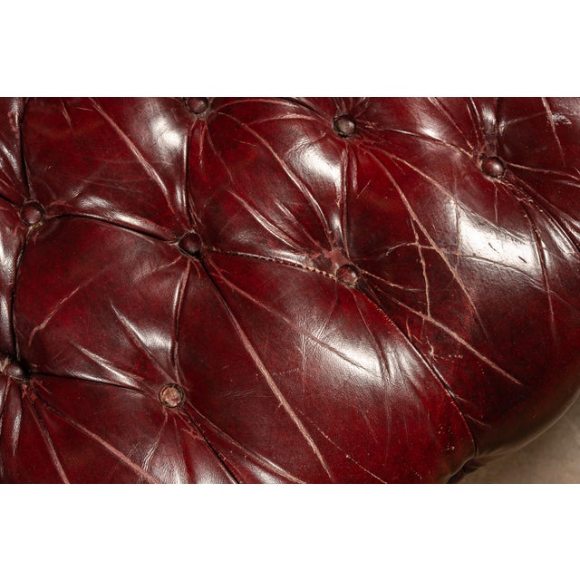 Vintage Tufted Leather Chesterfield Sofa in Oxblood For Sale - Image 9 of 10