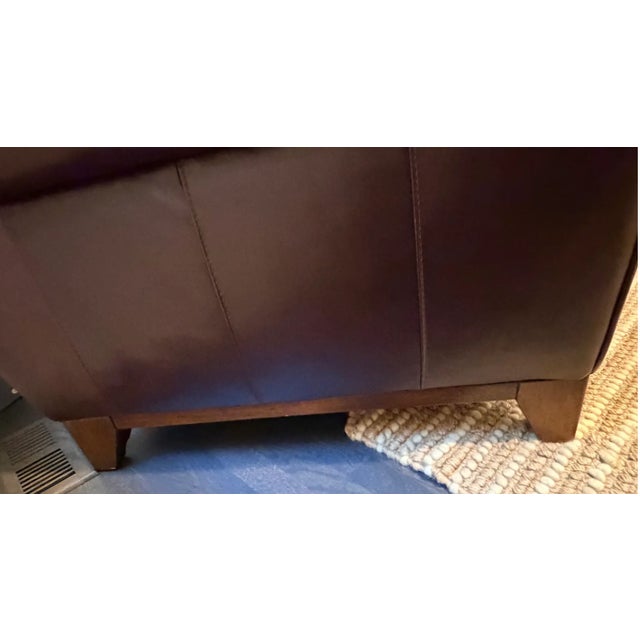 Leather Club Chair Rolled Arm American Design For Sale - Image 9 of 11