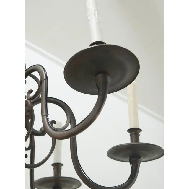 French 19th Century Large Patinated Brass Chandelier For Sale - Image 9 of 11