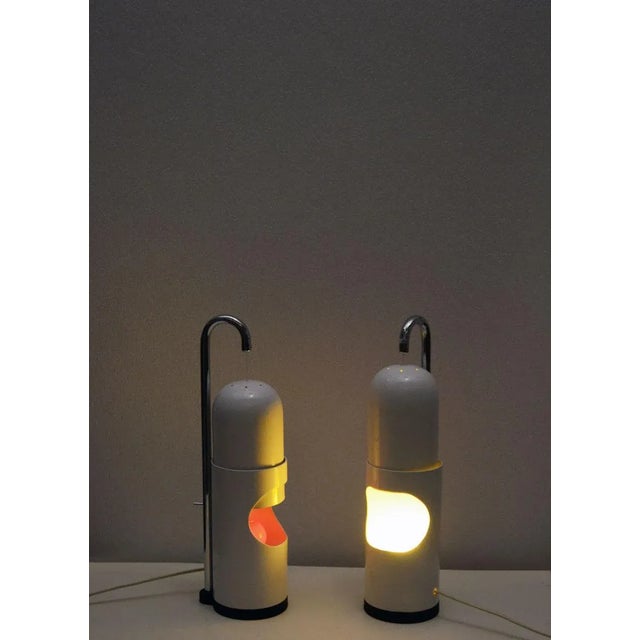 Enameled & Chromed Metal Table Lamps with Sliding Shades, 1970s, Set of 2 For Sale - Image 11 of 12