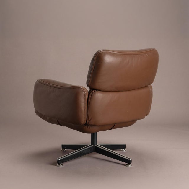 Mid-Century Modern Otto Zapf Executive Lounge Chair by Knoll in Original Chocolate Brown Leather For Sale - Image 3 of 9
