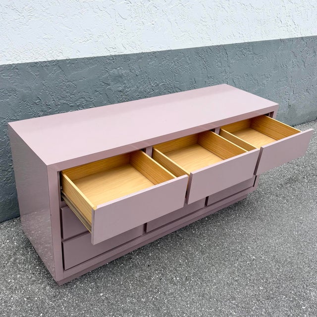 Postmodern Mauve Gloss Laminate Cubic Dresser For Sale - Image 4 of 10