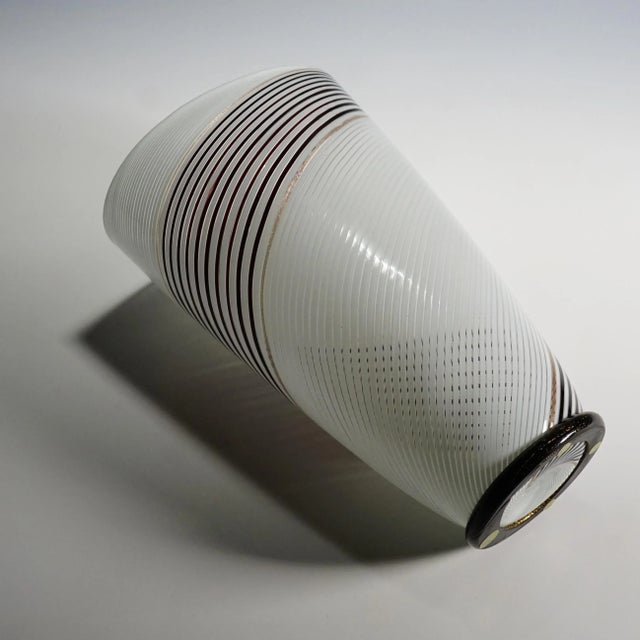 Dino Martens for Aureliano Toso Vase in Filigree Glass Ca. 1950s For Sale - Image 9 of 10