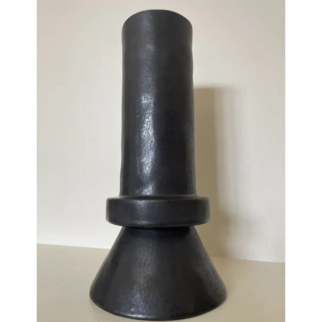 Black Leanne Ford for Crate & Barrel Black Chimney Vase For Sale - Image 8 of 8