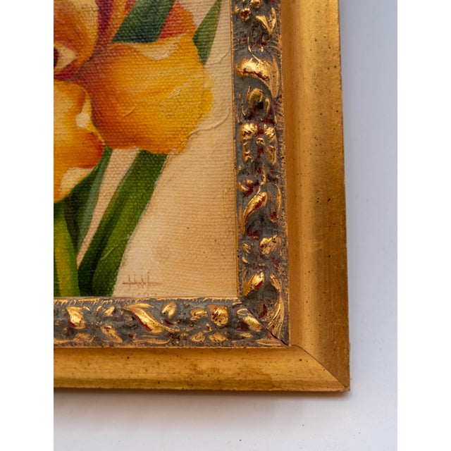 Traditional Ornate Framed Flower Still Life Oil Painting on Canvas Signed For Sale - Image 3 of 7