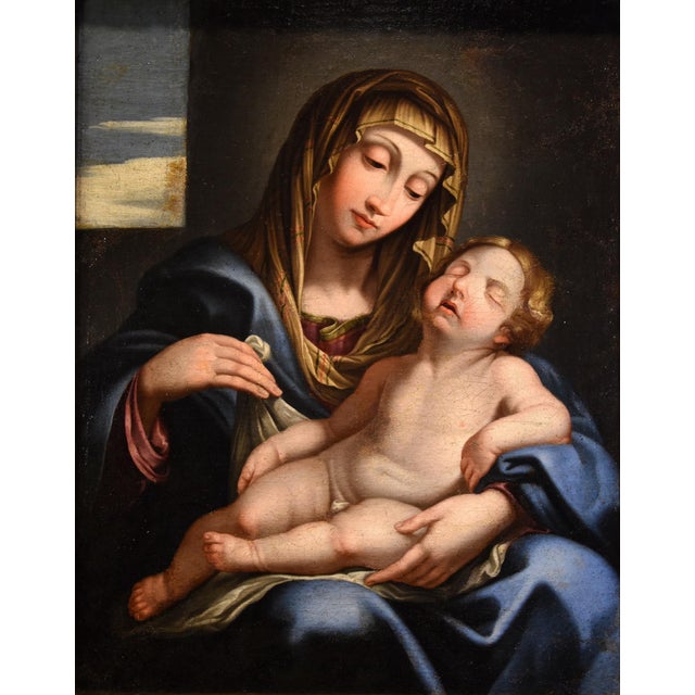 Giovan Battista Salvi / Il Sassoferrato, Madonna & Child, 1660, Oil on Canvas, Framed For Sale - Image 4 of 15