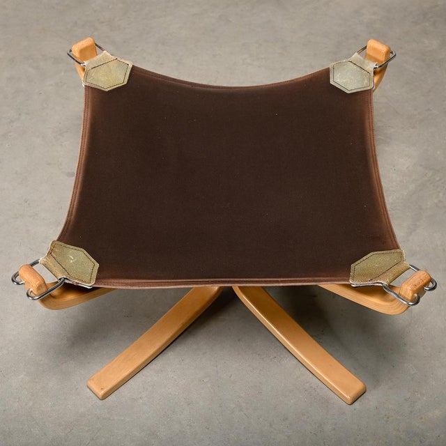 Set of Falcon Chair with Ottoman in Brown Leather by Sigurd Ressell for Vatne Møbler, 1970s For Sale - Image 16 of 18
