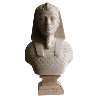 20th Century Italian Sculpture Egyptian Pharaoh Carrara Marble For Sale