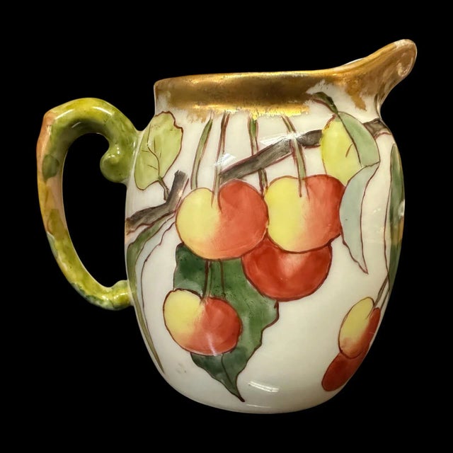 Green 1907-1908 Tressmans & Vogt Limoges Hand Painted Porcelain Creamers- Set of 2 For Sale - Image 8 of 12