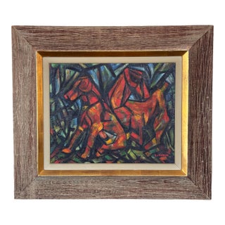 1950s Abstract Dog Painting by Iru Kalman For Sale