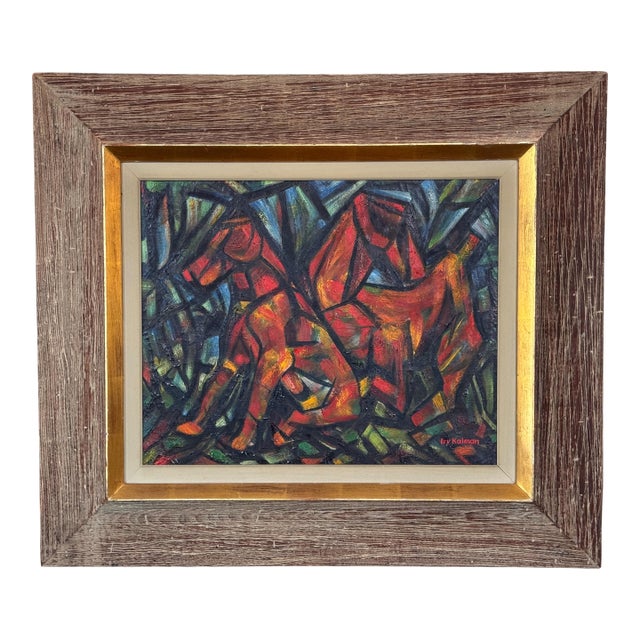 1950s Abstract Dog Painting by Iru Kalman For Sale
