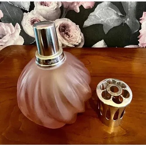 Vintage 1970 French 'Verre Moule' Pink Frosted Glass Lampe Berger Shepherd's Fragrance Lamp For Sale - Image 6 of 8