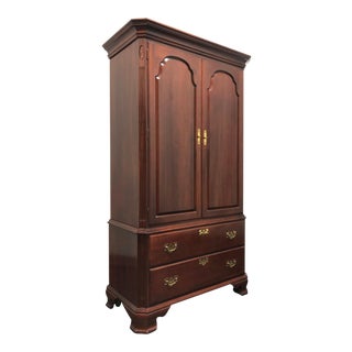 Ethan Allen Georgian Court Cherry Chippendale Linen Press / Armoire For Sale