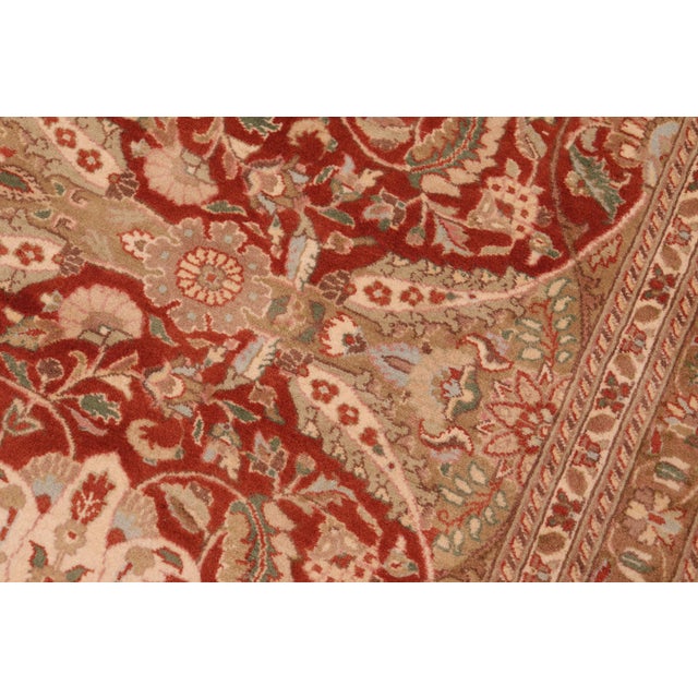Shabby Chic Art Nouveau Style Floral 1990's Pak-Persian Rust/Beige Wool Rug - 6'0'' X 9'3'' For Sale - Image 3 of 9