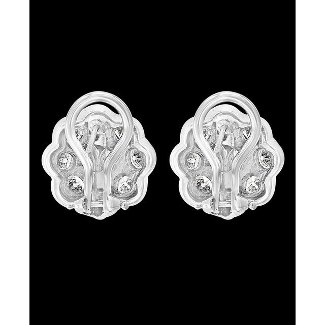 3.6 Carat Diamond vs Quality Flower/Cluster Earring 18k Gold 1 Ct Ea Solitaire For Sale - Image 4 of 8