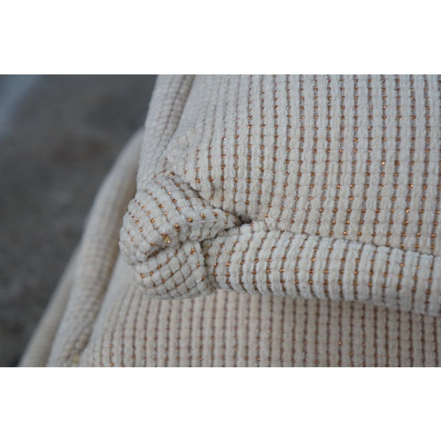 Off-white 1970s Attributed to Jacques Charpentier for Maison Jansen Stacked Pillow Ottoman Foot Stool Pouf MCM For Sale - Image 8 of 15