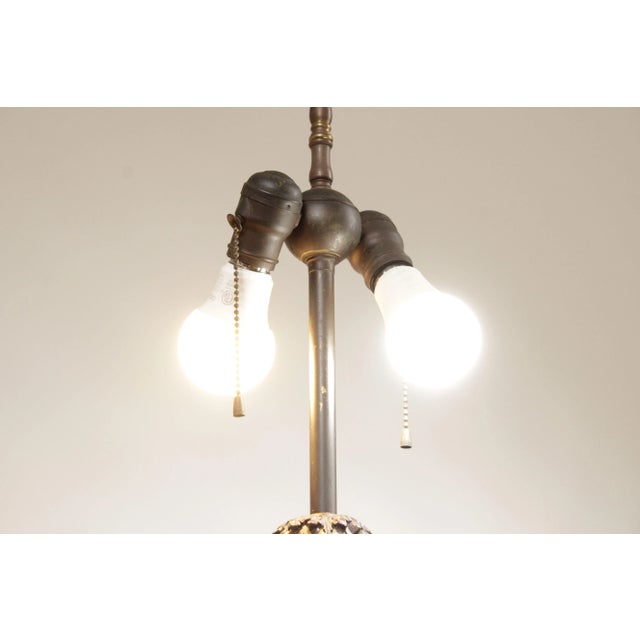 Metal Antique French Art Nouveau Patinated Metal Table Lamp For Sale - Image 7 of 12