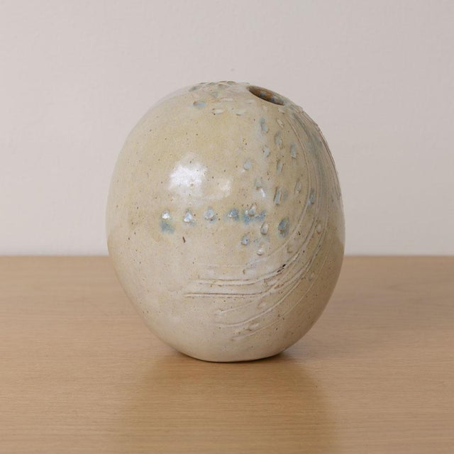 Ceramic 1960s French Etched Stoneware Ceramic Vase For Sale - Image 7 of 9