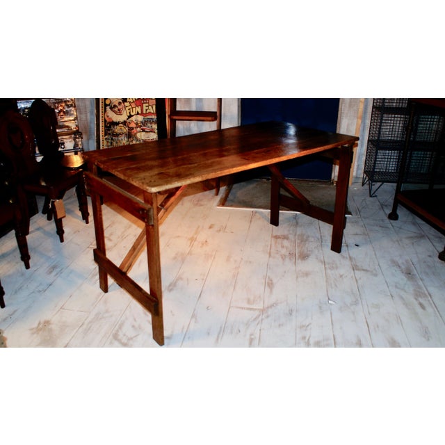 1920s Vintage Oak Worktable For Sale - Image 5 of 12
