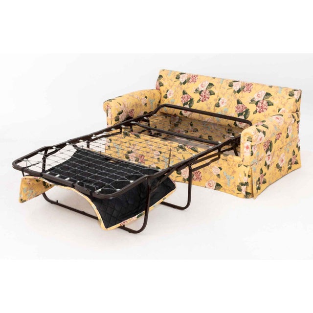 Yellow Floral Pattern Upholstered Sleeper Sofa For Sale - Image 14 of 14