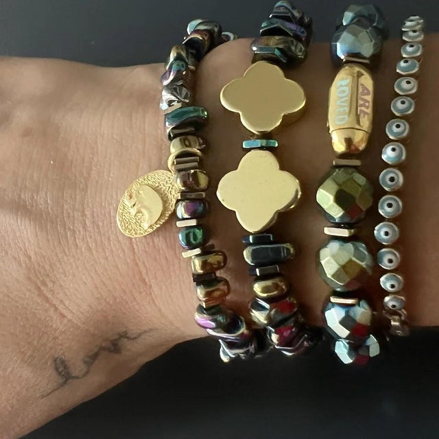 The Hematite Floral Bracelet is a stunning handmade accessory that exudes elegance and style. The unique bracelet features...