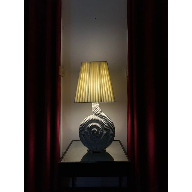 Ceramic Late 20th Century Signed Mangani Italy Porcelain Shell Table Lamp For Sale - Image 7 of 13