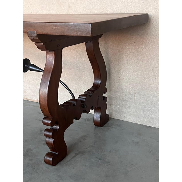 18th Dining or Console Table of Walnut with Lyre Legs and Heavy Top, Spain For Sale - Image 13 of 18