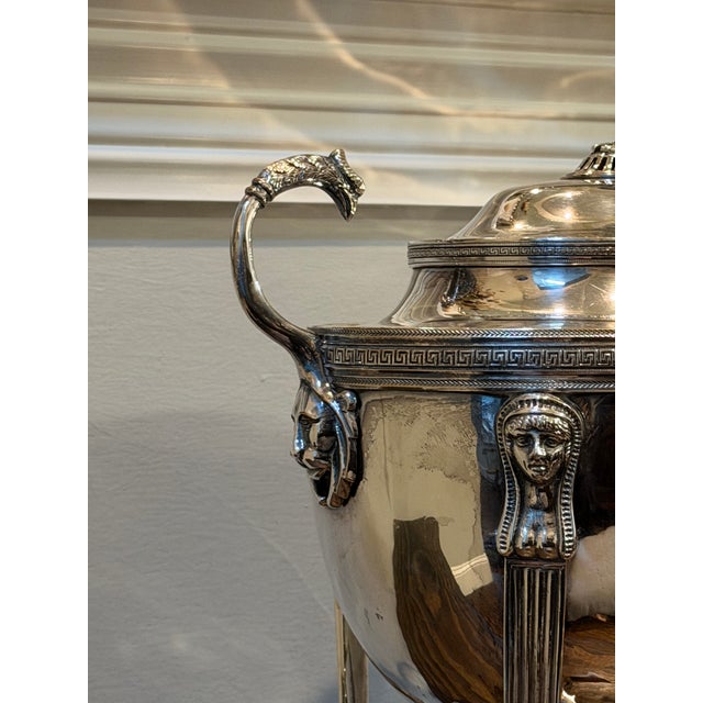Early 19th Century Antique 19th-Century Egyptian Revival Silver-Plated Samovar With Sphinx Finial For Sale - Image 5 of 16