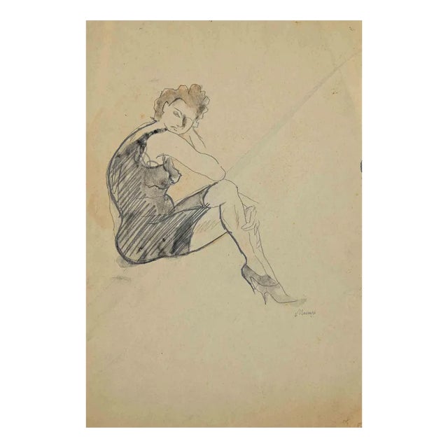 Mino Maccari, Woman, Original Drawing, Mid-20th Century For Sale