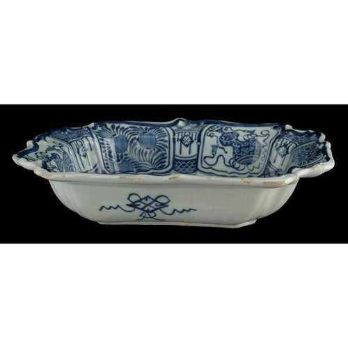 Baroque Delft Blue and White Chinoiserie Bowl, 1760s For Sale - Image 3 of 9