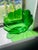 Glass Vintage Green Pressed Glass Leaf Bowl – Scalloped Rim, Mid-Century Decorative Dish For Sale - Image 7 of 11