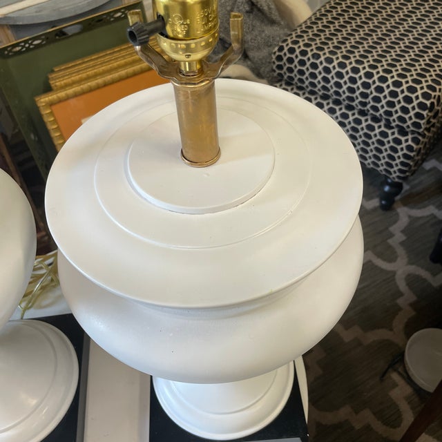 1980s Metal Urn Table Lamps - a Pair For Sale - Image 4 of 9