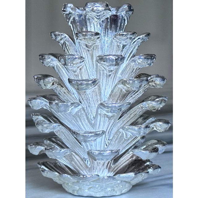 Vintage Godinger Silver Plated Pinecone Motif Taper Candle Holder For Sale - Image 11 of 11