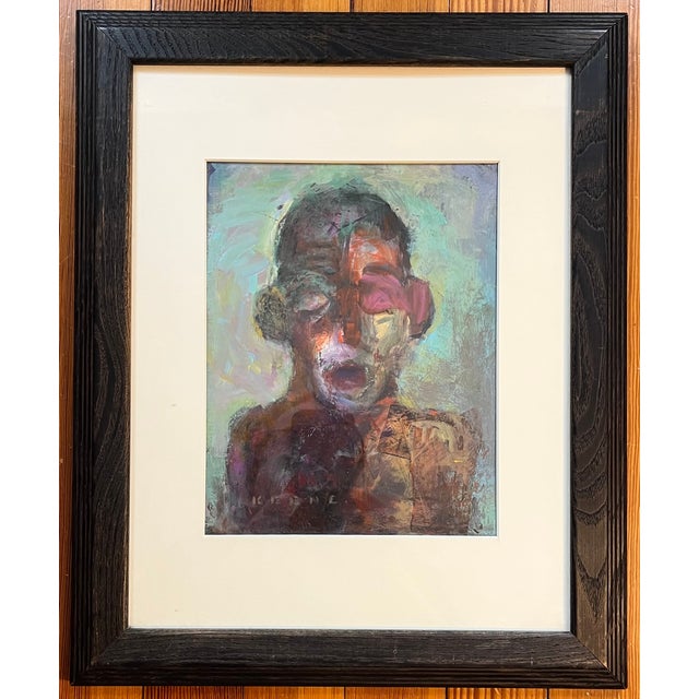 Abstract Don Keene American Abstract Expressionist Portrait of a Man - Painting on Board - 1994 For Sale - Image 3 of 7