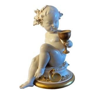 Vintage Giuseppe Cappe Baby Cherub Porcelain Sculpture Statue For Sale