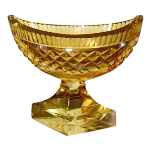 19th Century Anglo Irish Cut Crystal Amber Glass Salt Cellar