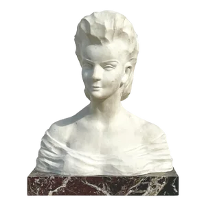 Vintage Boho Signed Stone Bust of Female