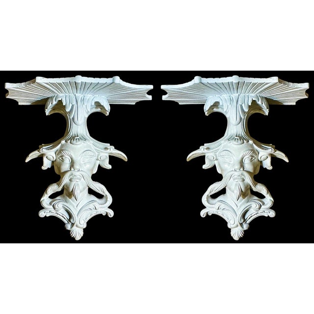 This is a pair of Blanc de Chines style ancestral form wall brackets. They are cast plaster and most likely date to the...