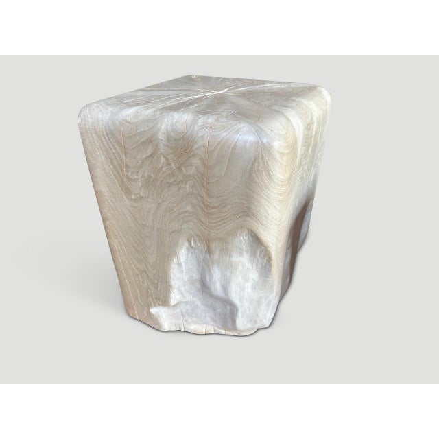 Andrianna Shamaris Sculptural Bleached Teak Wood Side Table For Sale - Image 17 of 18