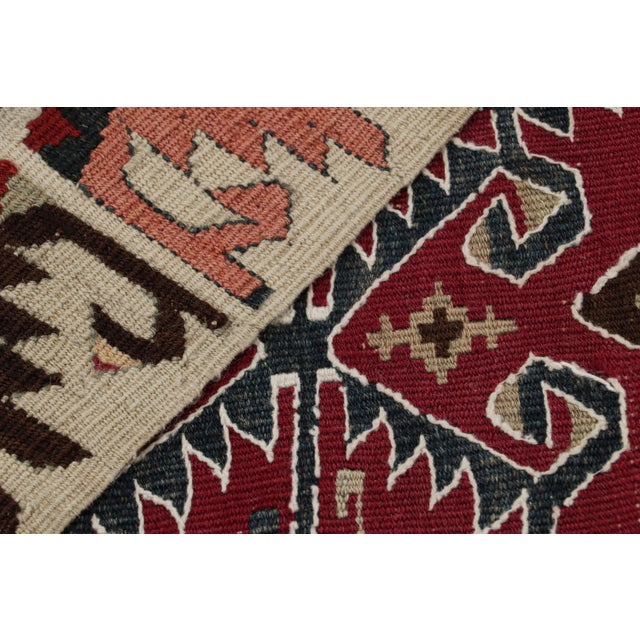 Textile Vintage Mid-Century Fethiye Diamond Red and Gold-Yellow Wool Kilim Rug For Sale - Image 7 of 7