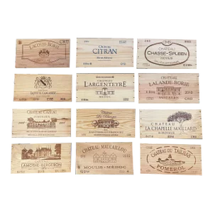 Vintage French Wooden Wine Crate Box Labels, Set of 12
