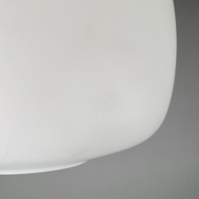 Italian Pendant Lamp in Opaline Glass, Brass and Black Metal, 1950s For Sale - Image 10 of 16