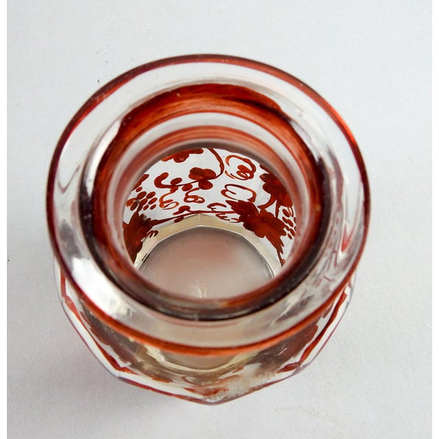 Early 20th Century Antique Ruby Red on Crystal Jar For Sale - Image 5 of 5