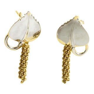 Gilded Silver Earrings by Gertrud Engel, 1948, Set of 2 For Sale