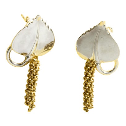 Gilded Silver Earrings by Gertrud Engel, 1948, Set of 2 For Sale
